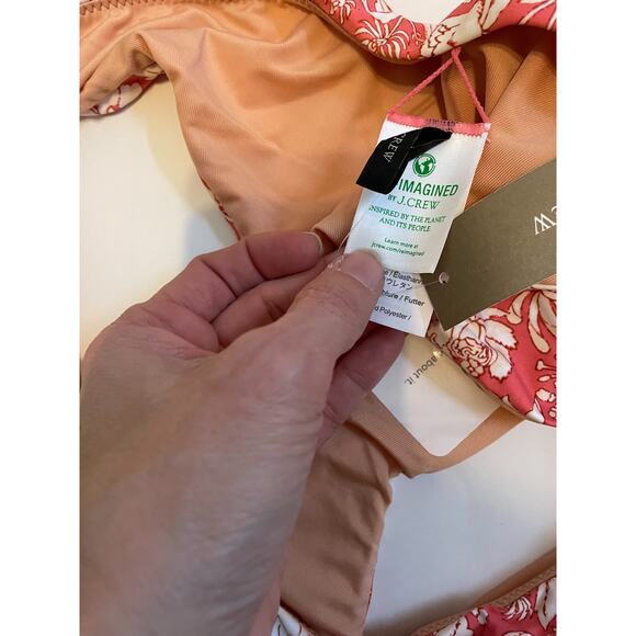 J. Crew Floral Swim Bikini Bottom Mauve Pink Tan Cream Size M NEW - Picture 6 of 9